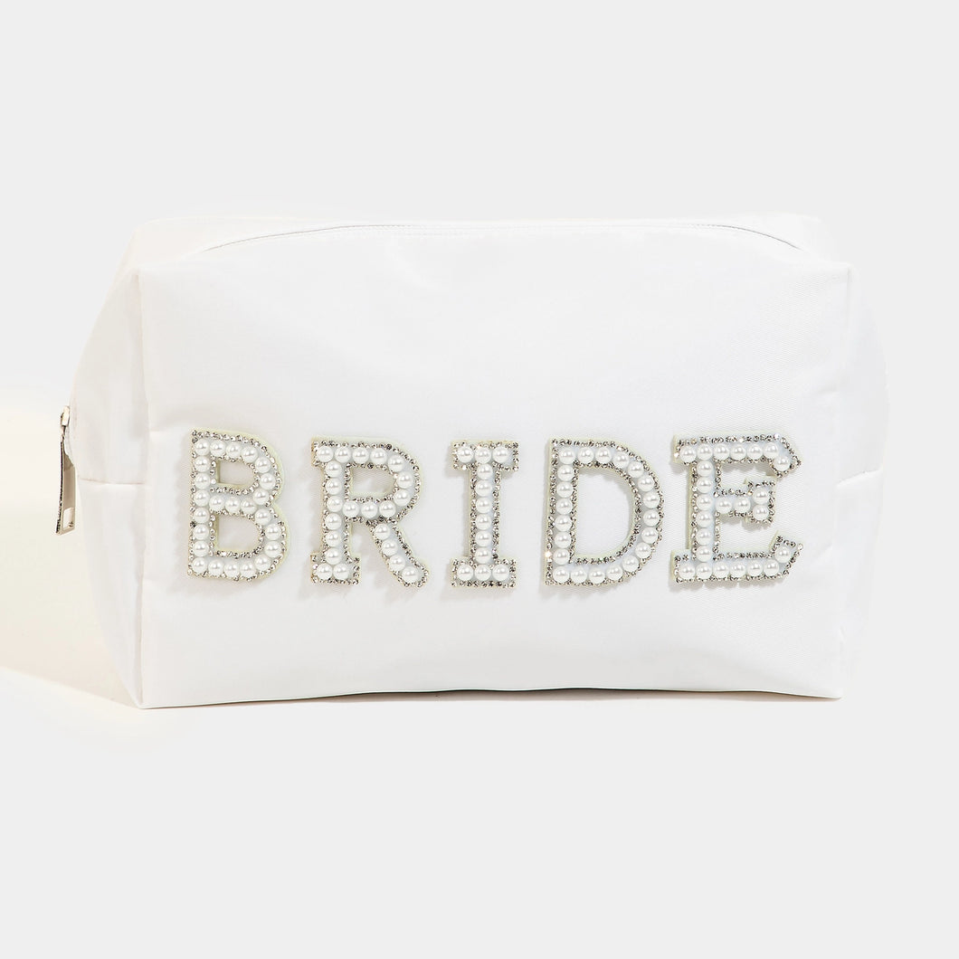 Bride Print Cosmetic Bag White