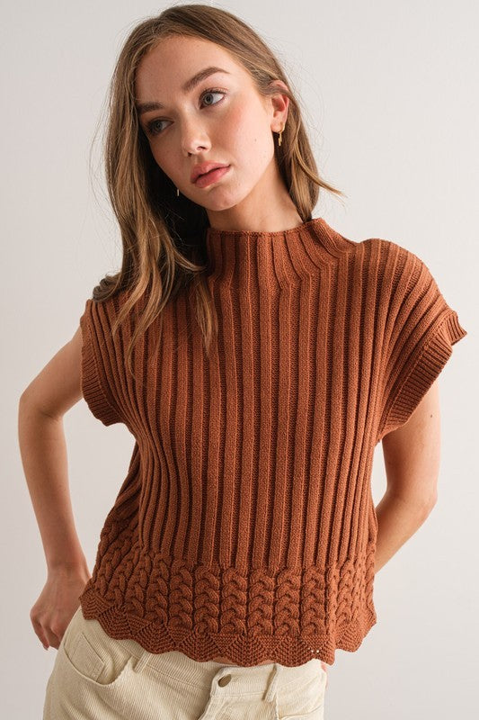 Rory Cropped Sweater Cafe