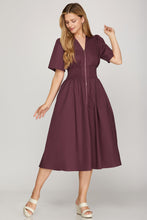 Load image into Gallery viewer, Keep It Zipped Midi Dress Plum
