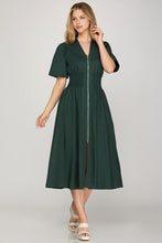 Load image into Gallery viewer, Keep It Zipped Midi Dress Plum Sea Green
