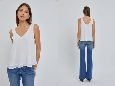 Go With It Flowy Top White