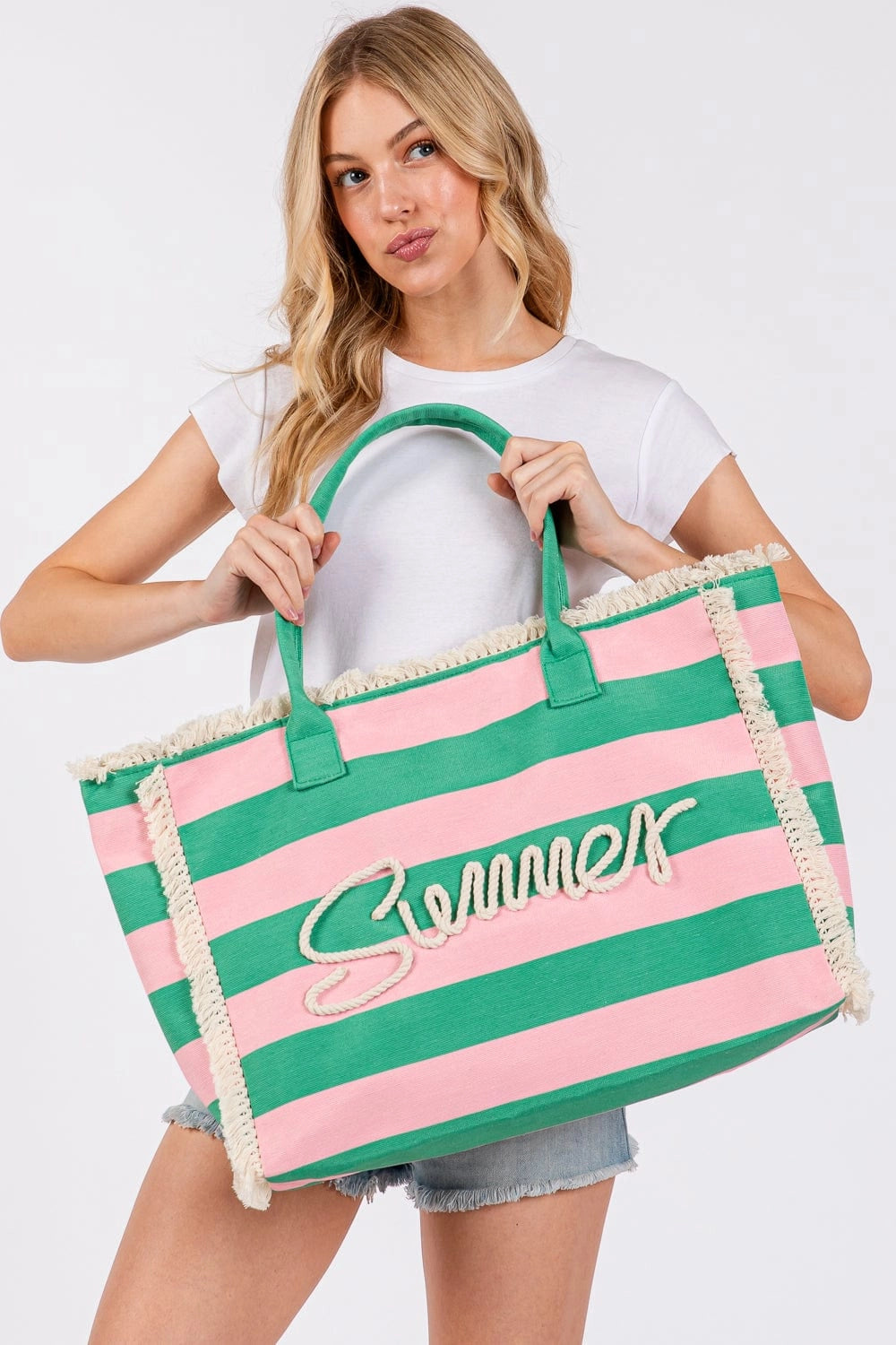 Summer Rope Stripe Beach Tote