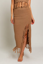 Load image into Gallery viewer, Fancy Tassels Midi Skirt Taupe
