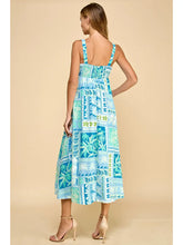 Load image into Gallery viewer, Blue Palm Midi Dress
