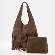 Load image into Gallery viewer, Suede Fringe Hobo Bag With Inner Zip Pouch
