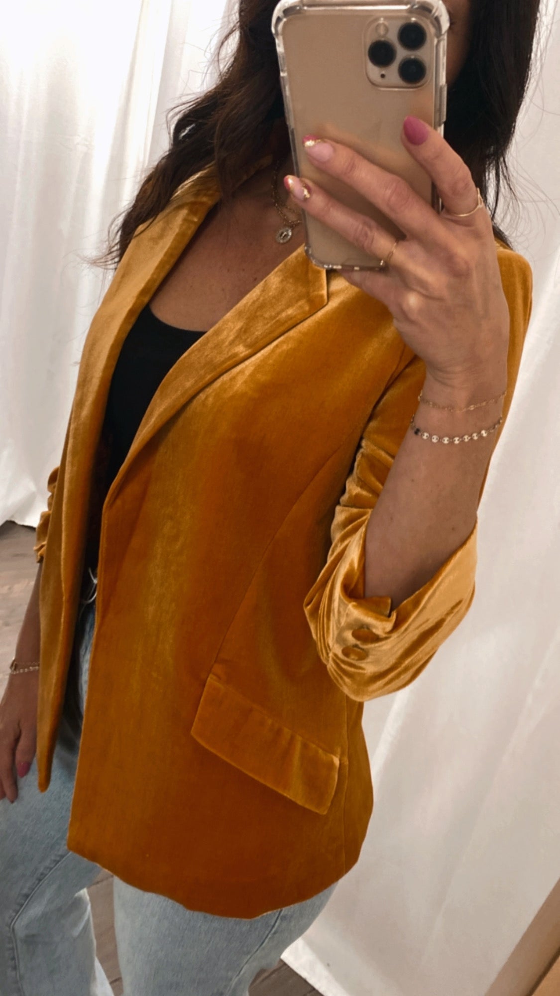 Crushing Hearts Velvet Blazer Mustard Sugar Chic Boutique