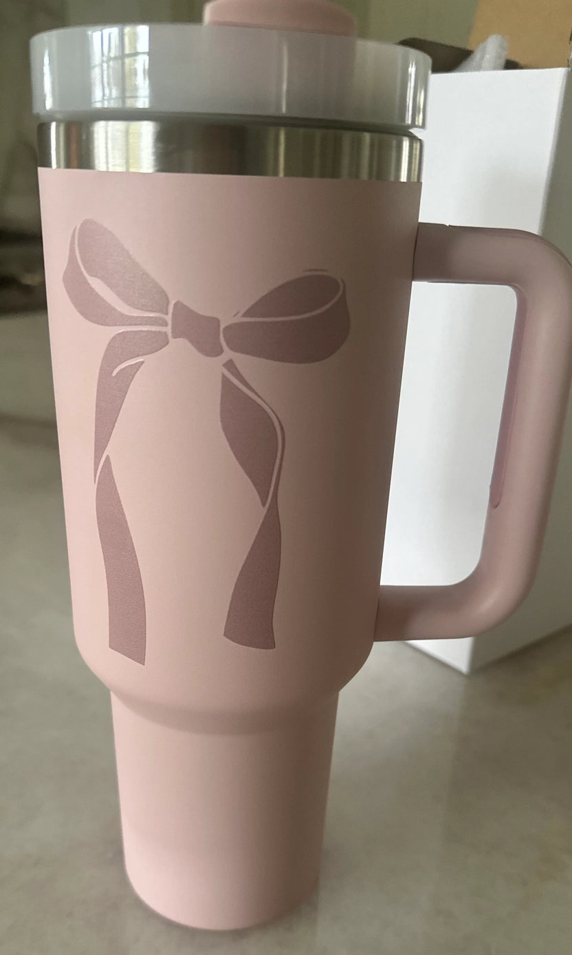 Bow Drink 40oz Tumbler Light Pink