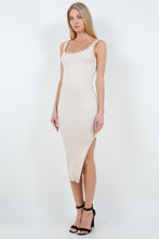 Load image into Gallery viewer, Stitch Me Up Midi Dress Cream
