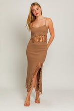 Load image into Gallery viewer, Fancy Tassels Midi Skirt Taupe
