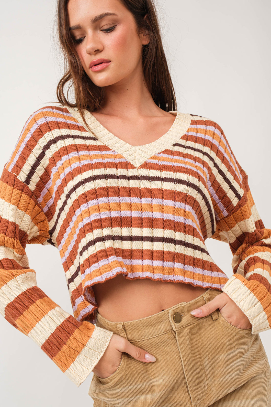 Lia Stripe Crop Sweater