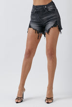 Load image into Gallery viewer, Frayed Crossover Shorts Black
