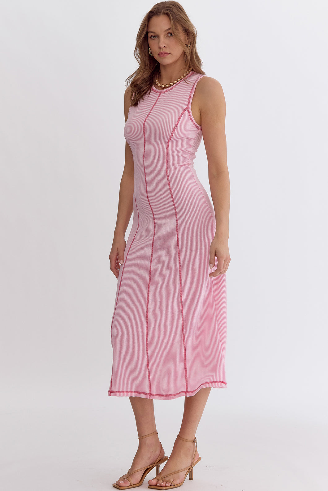 Blurred Lines Midi Dress Pink