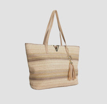 Load image into Gallery viewer, Oasis Stripped Summer Straw Tote
