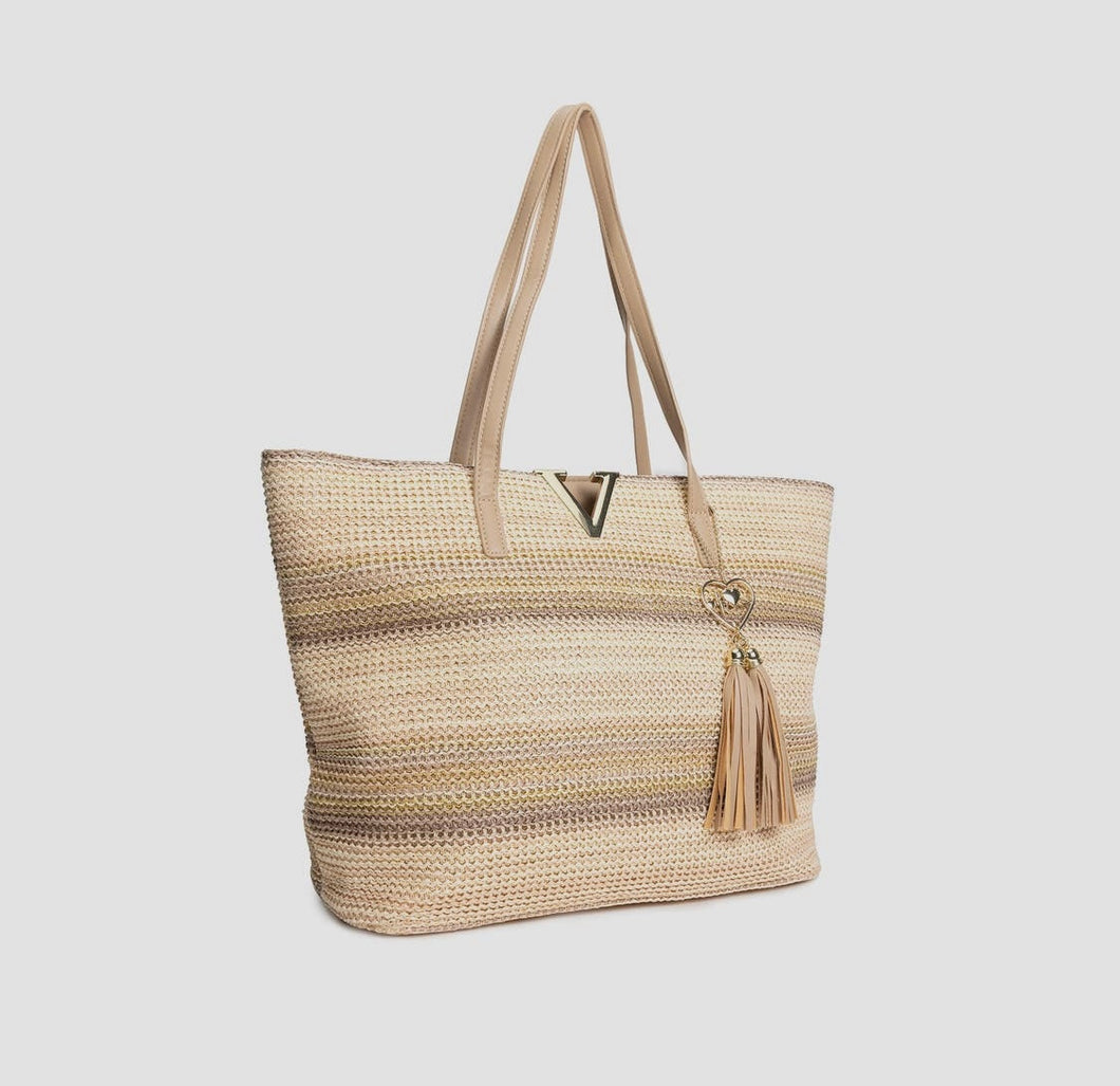 Oasis Stripped Summer Straw Tote