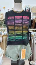 Load image into Gallery viewer, Retro Muscle Tank Black Rainbow
