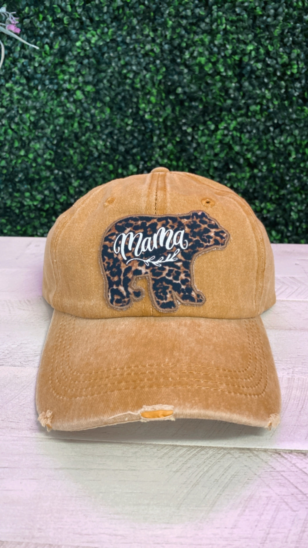 Leopard Mama Bear Mustard Hat