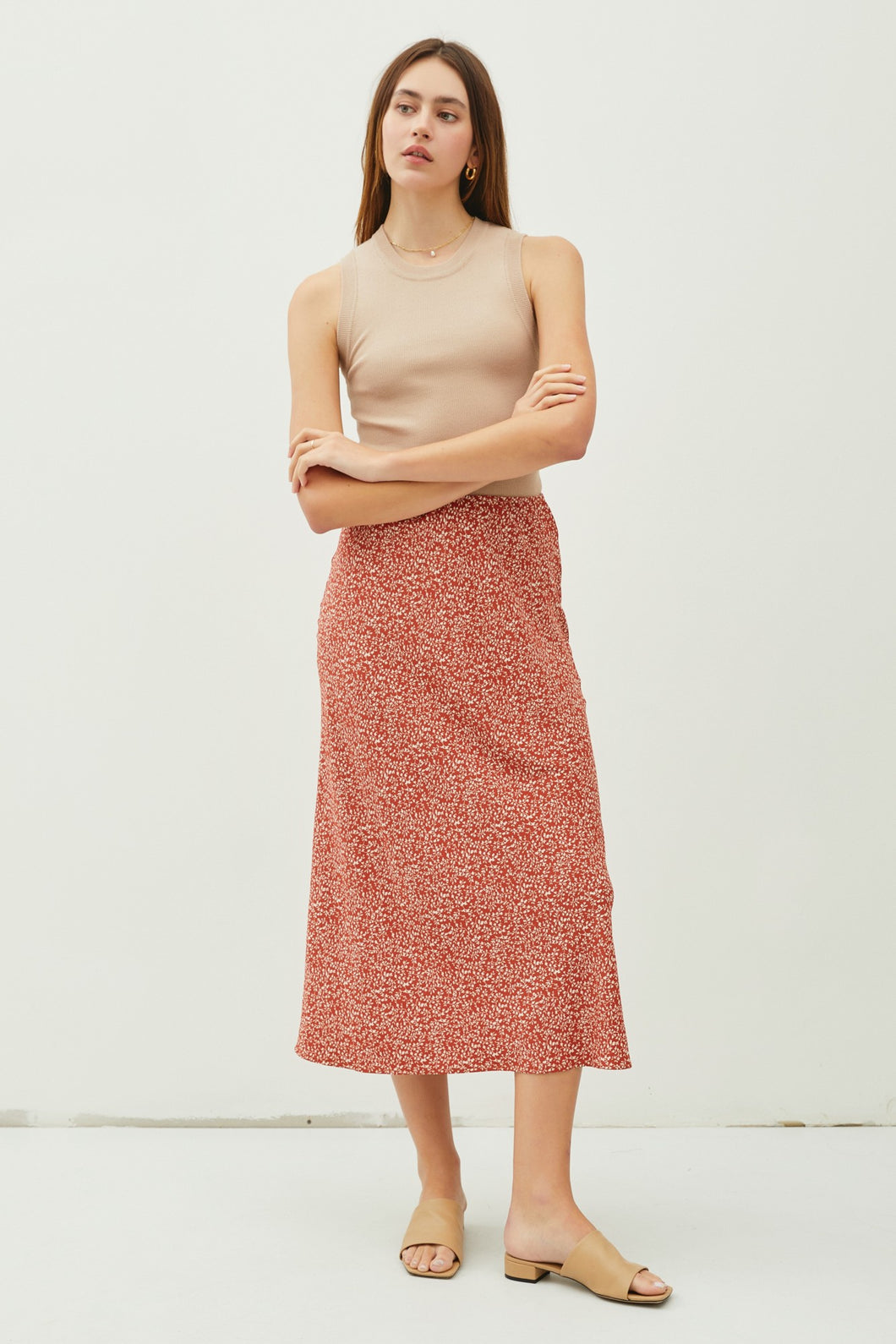 Spring Wishes Floral Skirt Red