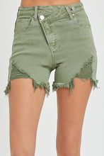 Load image into Gallery viewer, Frayed Cross Over Shorts Olive
