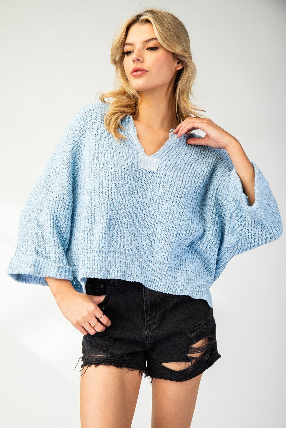 Best Season Sweater Top Periwinkle