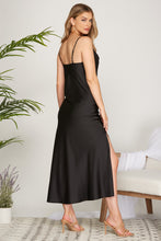 Load image into Gallery viewer, Effortless Satin Midi Dress Black
