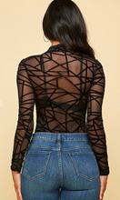 Load image into Gallery viewer, Abstract Long Sleeve Bodysuit Black
