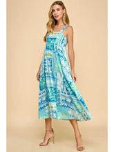 Load image into Gallery viewer, Blue Palm Midi Dress
