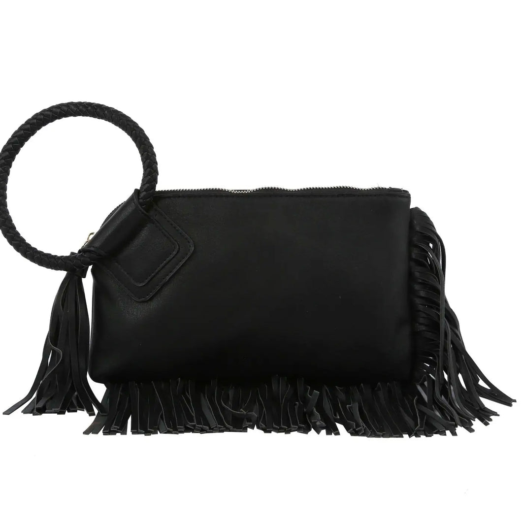 Fringe Leather Wristlet/Clutch