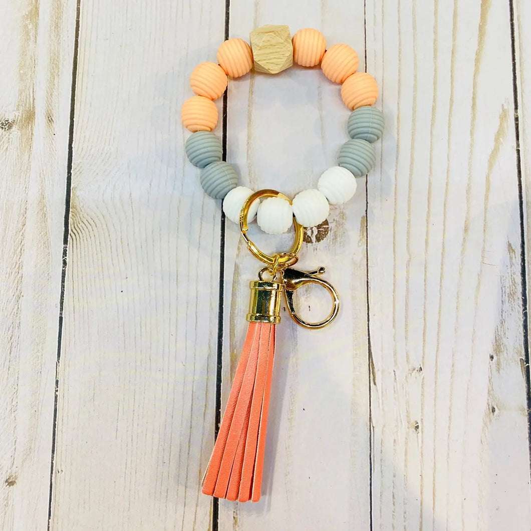 Ribbed Beaded Keychain Bracelet