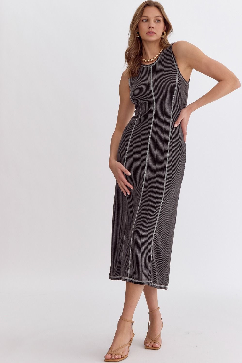 knee length dresses for ladies Blurred Lines Midi Dress Pink – Sugar Chic Boutique main image 1