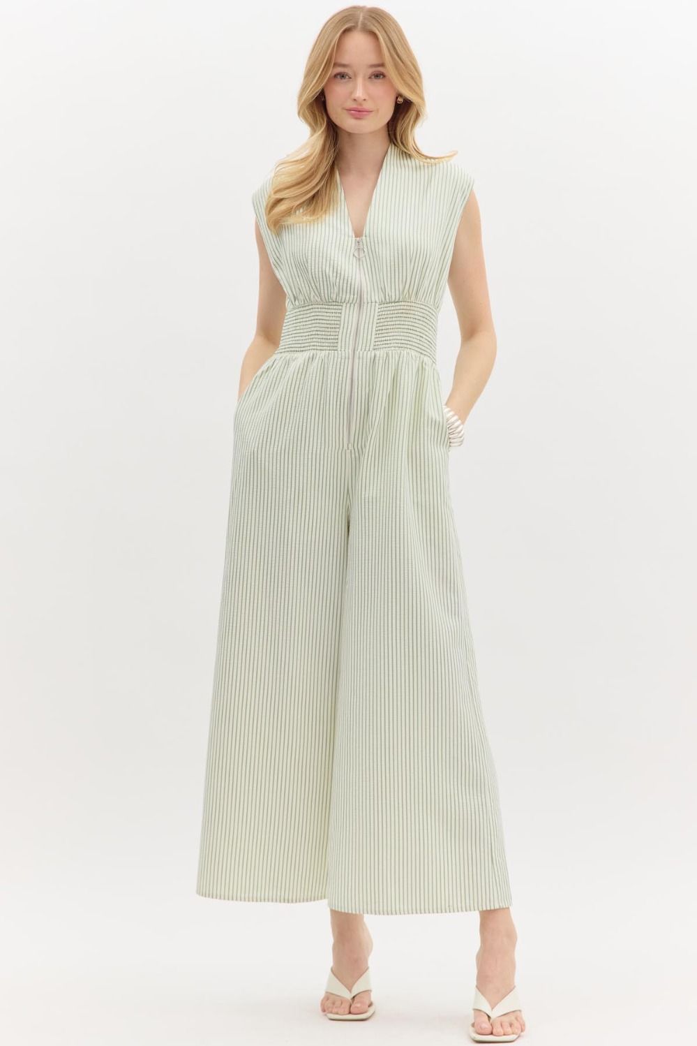 Nautical Lines Jumpsuit Sage