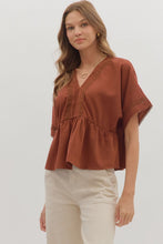 Load image into Gallery viewer, Boho Peplum Top Terracotta

