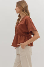 Load image into Gallery viewer, Boho Peplum Top Terracotta
