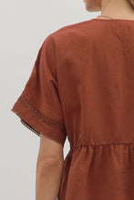 Load image into Gallery viewer, Boho Peplum Top Terracotta
