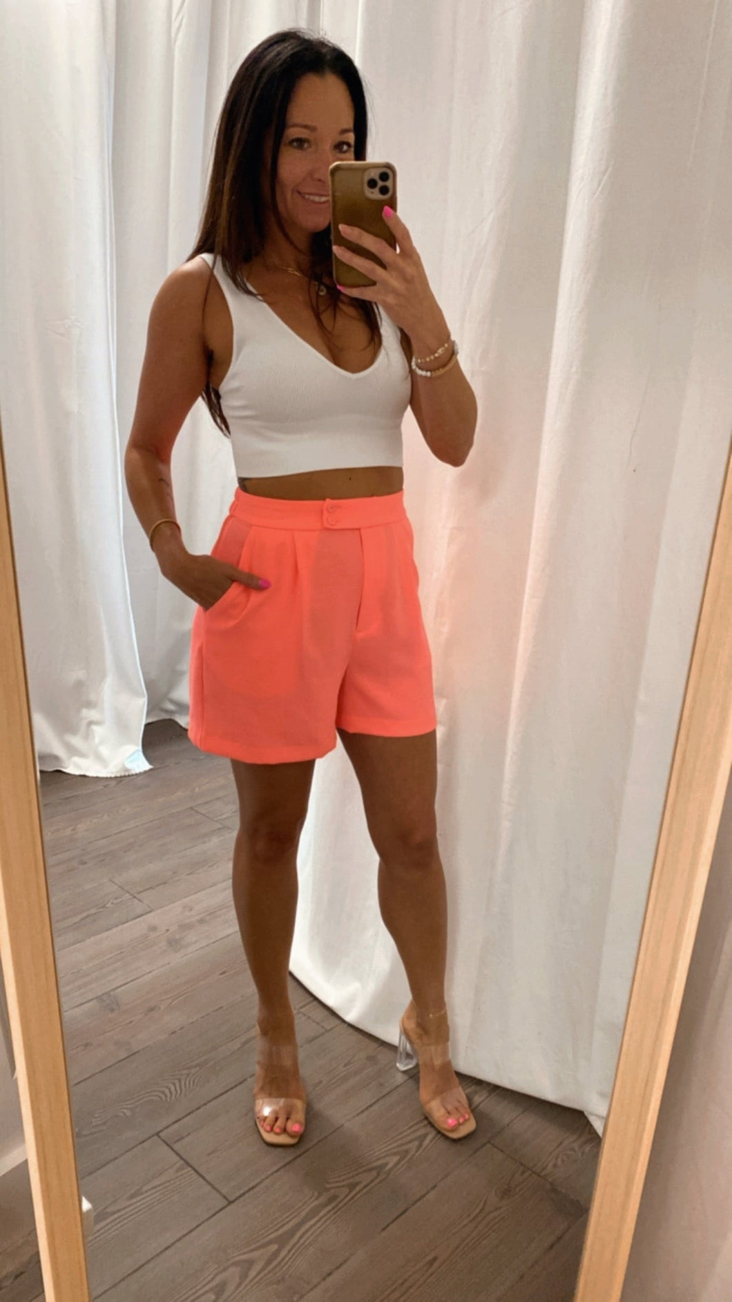 Dress To Impress Shorts Neon Salmon – Sugar Chic Boutique