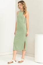 Load image into Gallery viewer, Hazy Dreams Sleeveless Midi Dress Olive
