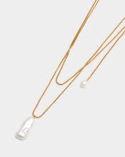 Load image into Gallery viewer, Pearl Lustre Waterproof Gold Lariat Necklace
