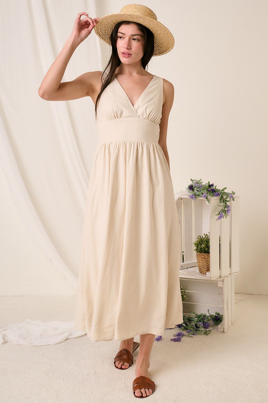 Linen Empire Midi Dress Linen Empire Midi Dress