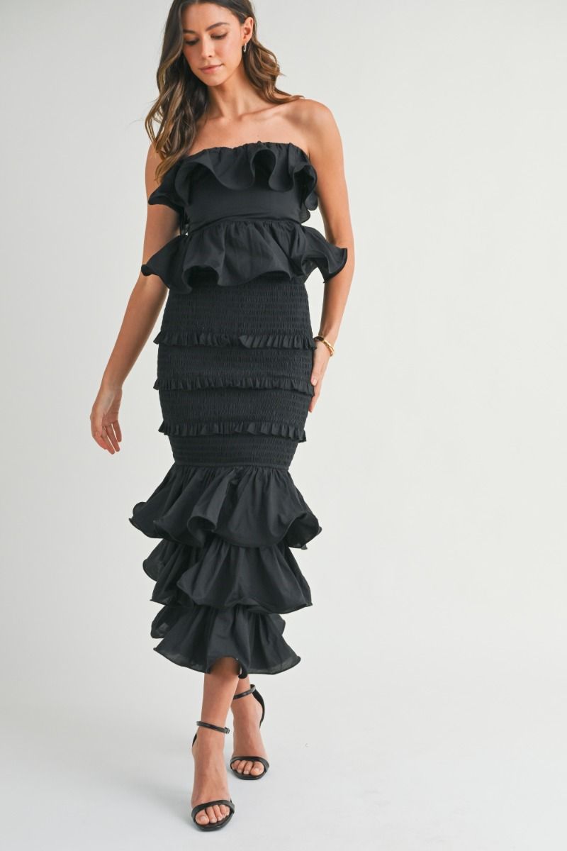 Flamenco Ruffle Midi Skirt