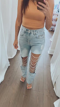 Load and play video in Gallery viewer, Rhinestone Cut Out Jeans
