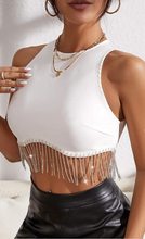 Load image into Gallery viewer, Rhinestone Fringe Tank Top White
