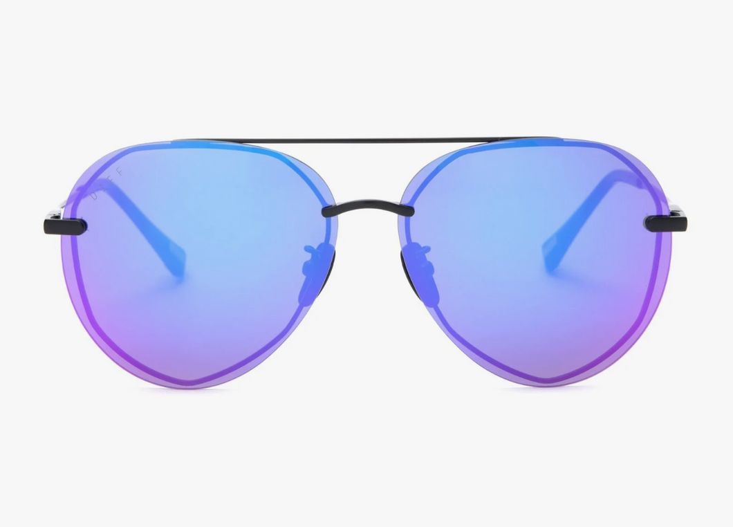 Lenox Matte Black/Purple Mirror DIFF Sunglasses