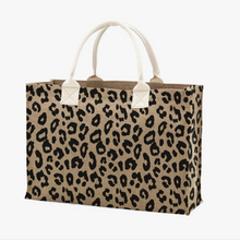 Load image into Gallery viewer, Leopard Burlap Tote Bag
