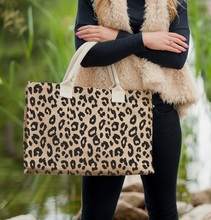 Load image into Gallery viewer, Leopard Burlap Tote Bag
