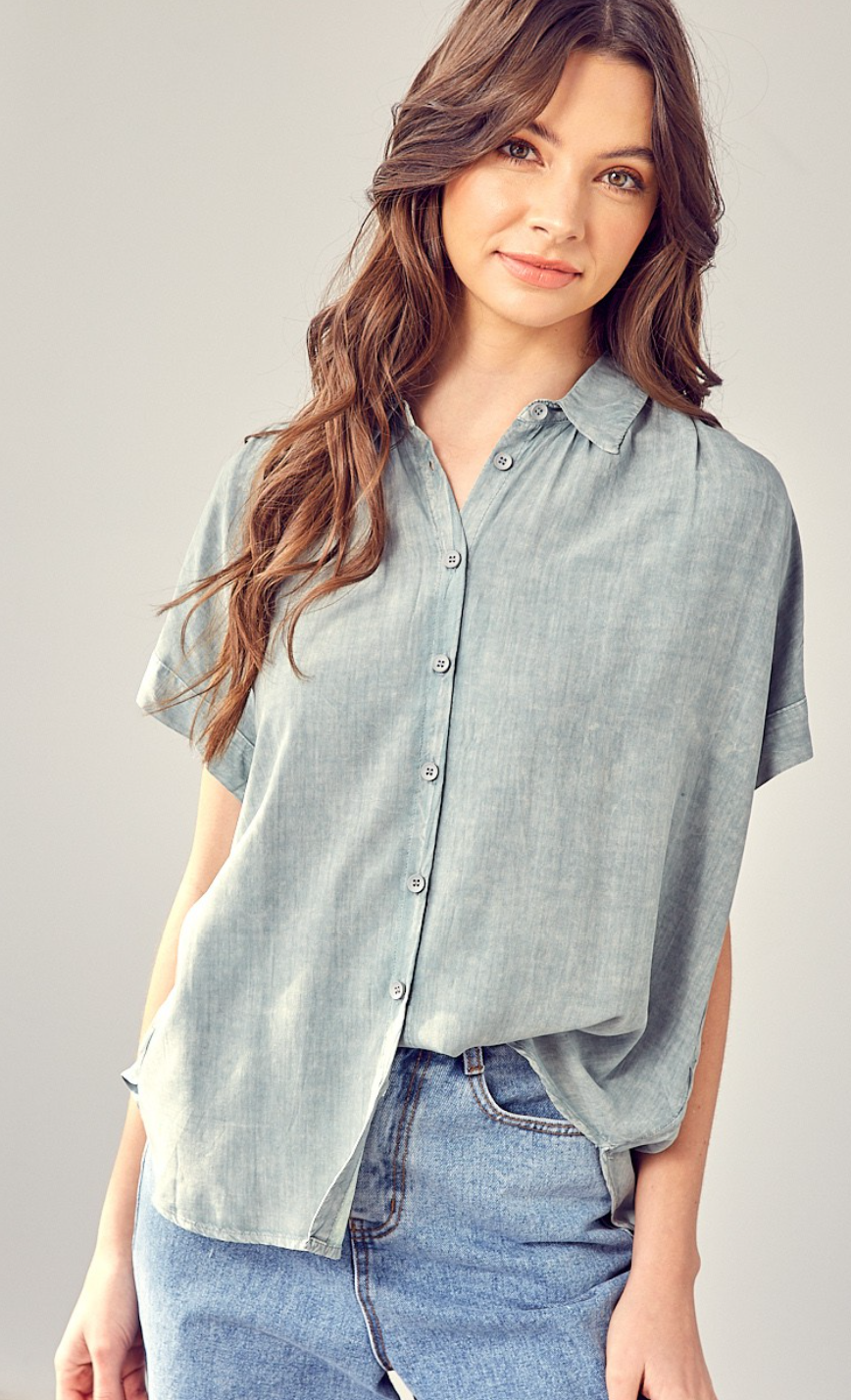 Cloudy Days Button Down Top