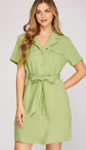 Load image into Gallery viewer, Green Tea Button Down Dress
