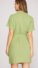 Load image into Gallery viewer, Green Tea Button Down Dress
