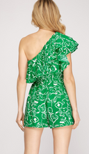 Load image into Gallery viewer, Tell All Ruffled Romper Green
