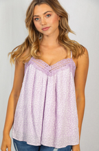 Load image into Gallery viewer, Cami Lace Tank Lavender
