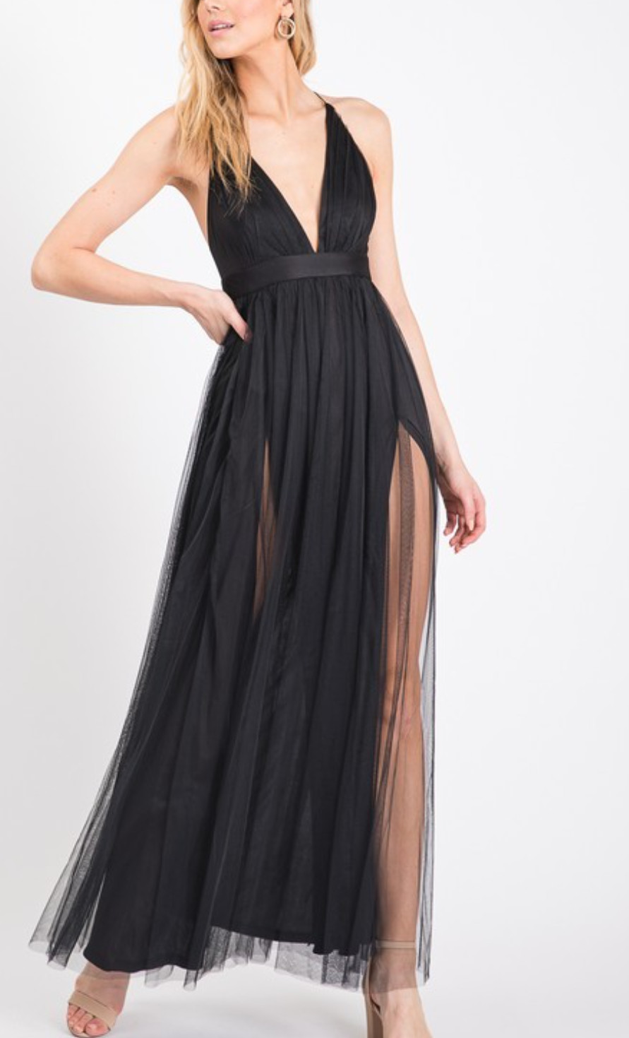 Head Over Heels Mesh Maxi Dress Black – Sugar Chic Boutique
