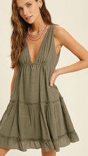 Load image into Gallery viewer, Long Lost Lover Olive Dress
